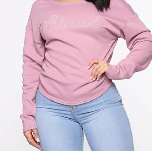 Baby I'm Blessed Backless Sweatshirt - Lavender